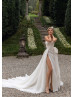 Strapless Ivory Organza Slit Airy Wedding Dress